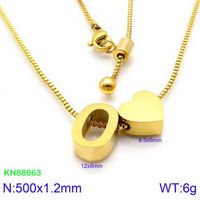 Stainless Steel 18K Gold Plated Basic Letter Heart Shape Pendant Necklace sku image 41