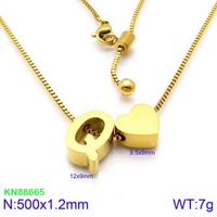 Stainless Steel 18K Gold Plated Basic Letter Heart Shape Pendant Necklace sku image 43