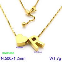 Stainless Steel 18K Gold Plated Basic Letter Heart Shape Pendant Necklace sku image 44