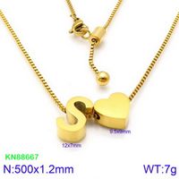 Stainless Steel 18K Gold Plated Basic Letter Heart Shape Pendant Necklace sku image 45