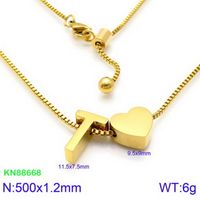 Stainless Steel 18K Gold Plated Basic Letter Heart Shape Pendant Necklace sku image 46