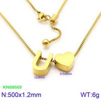 Stainless Steel 18K Gold Plated Basic Letter Heart Shape Pendant Necklace sku image 47
