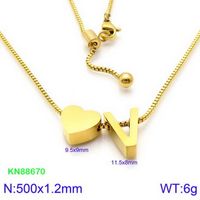 Stainless Steel 18K Gold Plated Basic Letter Heart Shape Pendant Necklace sku image 48