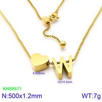 Stainless Steel 18K Gold Plated Basic Letter Heart Shape Pendant Necklace sku image 49