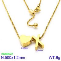 Stainless Steel 18K Gold Plated Basic Letter Heart Shape Pendant Necklace sku image 50