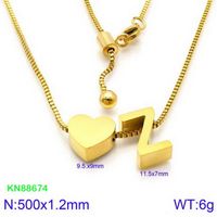 Stainless Steel 18K Gold Plated Basic Letter Heart Shape Pendant Necklace sku image 52