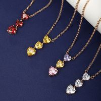 XUPING Sweet Heart Shape Copper Alloy Artificial Gemstones 18K Gold Plated Women's Pendant Necklace main image 1