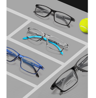 أسلوب بسيط رياضات اللون الصامد مادة صمغية مربع اطار كامل النظارات البصرية main image 1