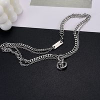 Stainless Steel Hip-Hop Geometric Double Layer Necklaces main image 5