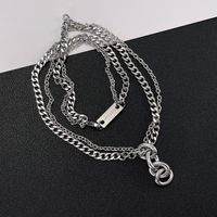 Stainless Steel Hip-Hop Geometric Double Layer Necklaces main image 6