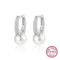 1 Pair Elegant Glam Geometric Plating Inlay Sterling Silver Freshwater Pearl White Gold Plated Earrings sku image 2