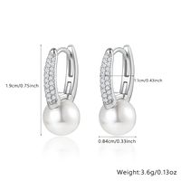 1 Paar Elegant Glam Geometrisch Überzug Inlay Sterling Silber Süßwasserperle Weißgold Plattiert Ohrringe main image 2