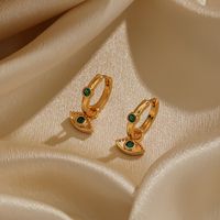 1 Pair IG Style Simple Style Devil's Eye Plating Inlay Copper Zircon 18K Gold Plated Drop Earrings main image 4