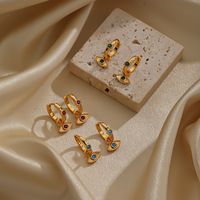 1 Pair IG Style Simple Style Devil's Eye Plating Inlay Copper Zircon 18K Gold Plated Drop Earrings main image 1