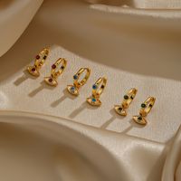 1 Pair IG Style Simple Style Devil's Eye Plating Inlay Copper Zircon 18K Gold Plated Drop Earrings main image 2