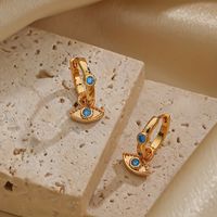 1 Pair IG Style Simple Style Devil's Eye Plating Inlay Copper Zircon 18K Gold Plated Drop Earrings main image 5