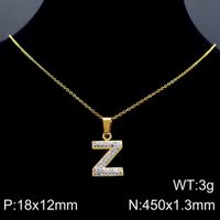 Acero Inoxidable Chapados en oro de 18k Básico Embutido Letra Diamantes De Imitación Collar Colgante main image 2