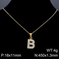 Acero Inoxidable Chapados en oro de 18k Básico Embutido Letra Diamantes De Imitación Collar Colgante sku image 27