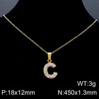 Acero Inoxidable Chapados en oro de 18k Básico Embutido Letra Diamantes De Imitación Collar Colgante sku image 28