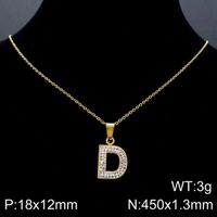 Acero Inoxidable Chapados en oro de 18k Básico Embutido Letra Diamantes De Imitación Collar Colgante sku image 29