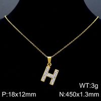 Acero Inoxidable Chapados en oro de 18k Básico Embutido Letra Diamantes De Imitación Collar Colgante sku image 33