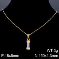 Acero Inoxidable Chapados en oro de 18k Básico Embutido Letra Diamantes De Imitación Collar Colgante sku image 34