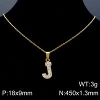 Acero Inoxidable Chapados en oro de 18k Básico Embutido Letra Diamantes De Imitación Collar Colgante sku image 35