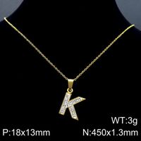 Acero Inoxidable Chapados en oro de 18k Básico Embutido Letra Diamantes De Imitación Collar Colgante sku image 36