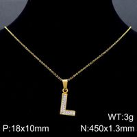 Acero Inoxidable Chapados en oro de 18k Básico Embutido Letra Diamantes De Imitación Collar Colgante sku image 37
