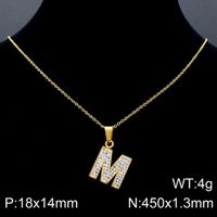 Acero Inoxidable Chapados en oro de 18k Básico Embutido Letra Diamantes De Imitación Collar Colgante sku image 38