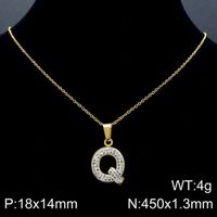 Acero Inoxidable Chapados en oro de 18k Básico Embutido Letra Diamantes De Imitación Collar Colgante sku image 42