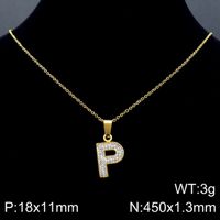 Acero Inoxidable Chapados en oro de 18k Básico Embutido Letra Diamantes De Imitación Collar Colgante sku image 41