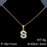 Acero Inoxidable Chapados en oro de 18k Básico Embutido Letra Diamantes De Imitación Collar Colgante sku image 44