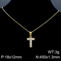 Acero Inoxidable Chapados en oro de 18k Básico Embutido Letra Diamantes De Imitación Collar Colgante sku image 45