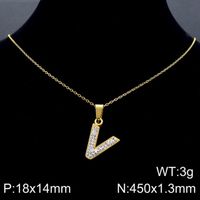 Acero Inoxidable Chapados en oro de 18k Básico Embutido Letra Diamantes De Imitación Collar Colgante sku image 47