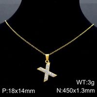 Acero Inoxidable Chapados en oro de 18k Básico Embutido Letra Diamantes De Imitación Collar Colgante sku image 49