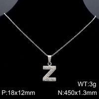 Acero Inoxidable Chapados en oro de 18k Básico Embutido Letra Diamantes De Imitación Collar Colgante sku image 26