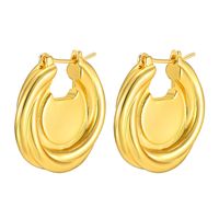 1 Pair IG Style Simple Style Round Plating Brass Gold Plated Earrings main image 4