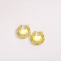 1 Pair IG Style Simple Style Round Plating Brass Gold Plated Earrings main image 5