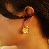 1 Pair IG Style Simple Style Round Plating Brass Gold Plated Earrings main image 1