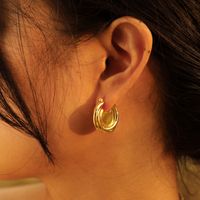 1 Pair IG Style Simple Style Round Plating Brass Gold Plated Earrings main image 3