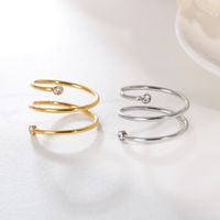 Stainless Steel 18K Gold Plated Simple Style Geometric Zircon Open Rings main image 4