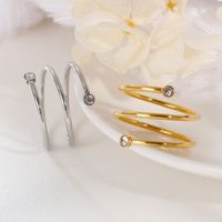 Stainless Steel 18K Gold Plated Simple Style Geometric Zircon Open Rings main image 1