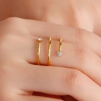 Stainless Steel 18K Gold Plated Simple Style Geometric Zircon Open Rings main image 5