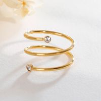 Stainless Steel 18K Gold Plated Simple Style Geometric Zircon Open Rings main image 10