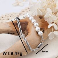 IG Style Geometric 304 Stainless Steel Artificial Pearl Bracelets In Bulk main image 2