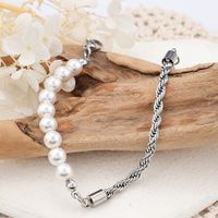 IG Style Geometric 304 Stainless Steel Artificial Pearl Bracelets In Bulk main image 5