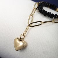 Wholesale Jewelry XUPING Simple Style Water Droplets Heart Shape 304 Stainless Steel Beaded 18K Gold Plated Beaded Plating Bracelets main image 6