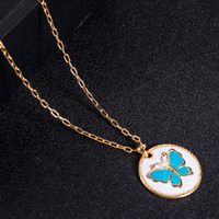 Copper 18K Gold Plated Elegant Sweet Butterfly Inlay Rhinestones Pendant Necklace main image 5
