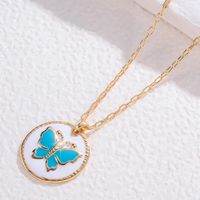 Copper 18K Gold Plated Elegant Sweet Butterfly Inlay Rhinestones Pendant Necklace main image 3